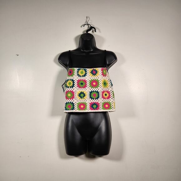 WILD FABLE Crochet Camisole Crop Top Juniors XL Multi Cream Beachy Boho Hippie - Picture 1 of 12